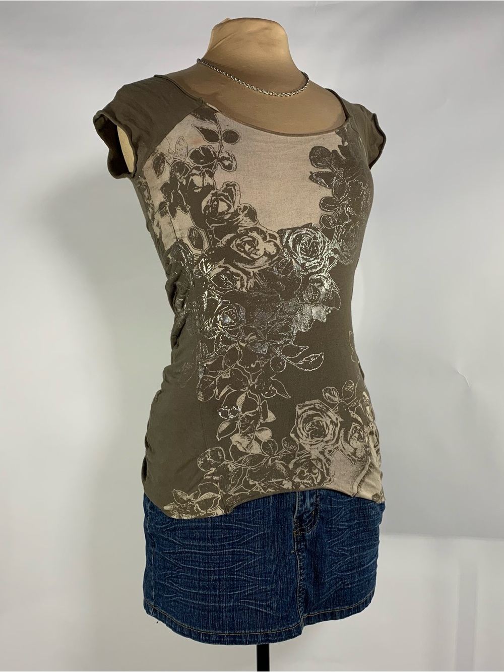 Guess Off Shoulder Floral Graphic Top Y2K Large - Picture 5 of 14